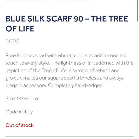 E. Marinella Italian Luxury Silk Scarf 90cm Tree of Life Blue - Brand New - Picture 8 of 13